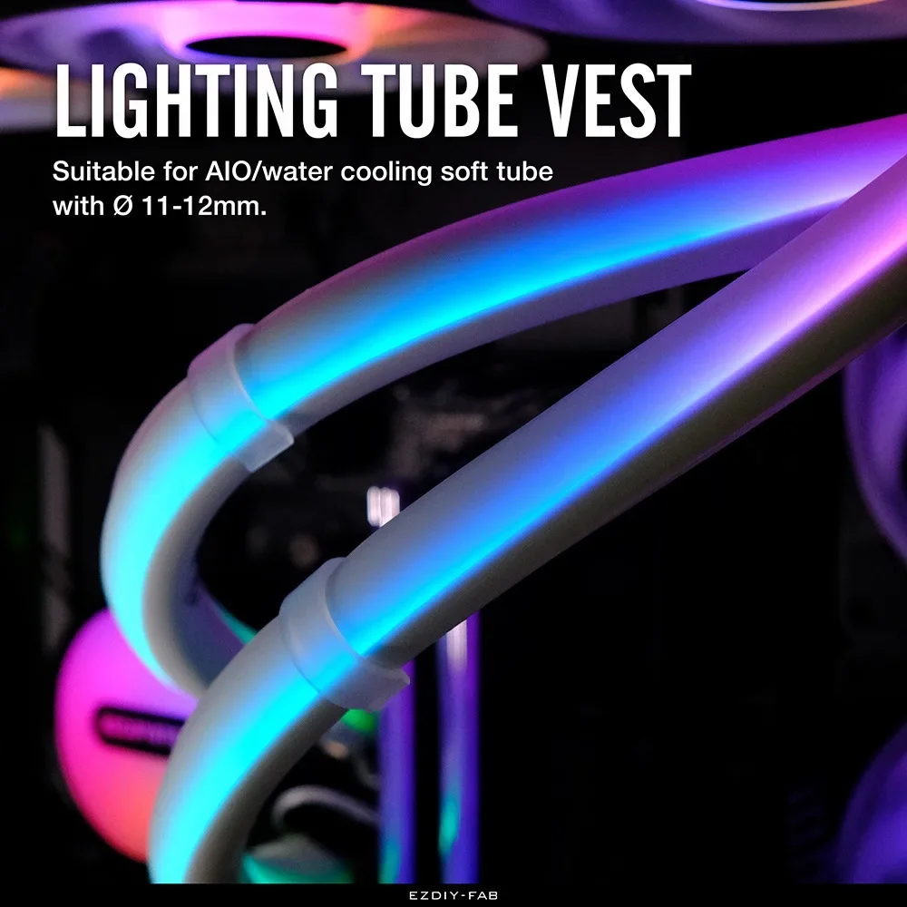 EZDIY-Bande lumineuse ARGB avec couvercle de tube souple AHatchSYNC, 12mm, 330mm de long, AIO, refroidissement par eau, refroidisseur de processeur, émail néon décoratif, 5V, 3 broches