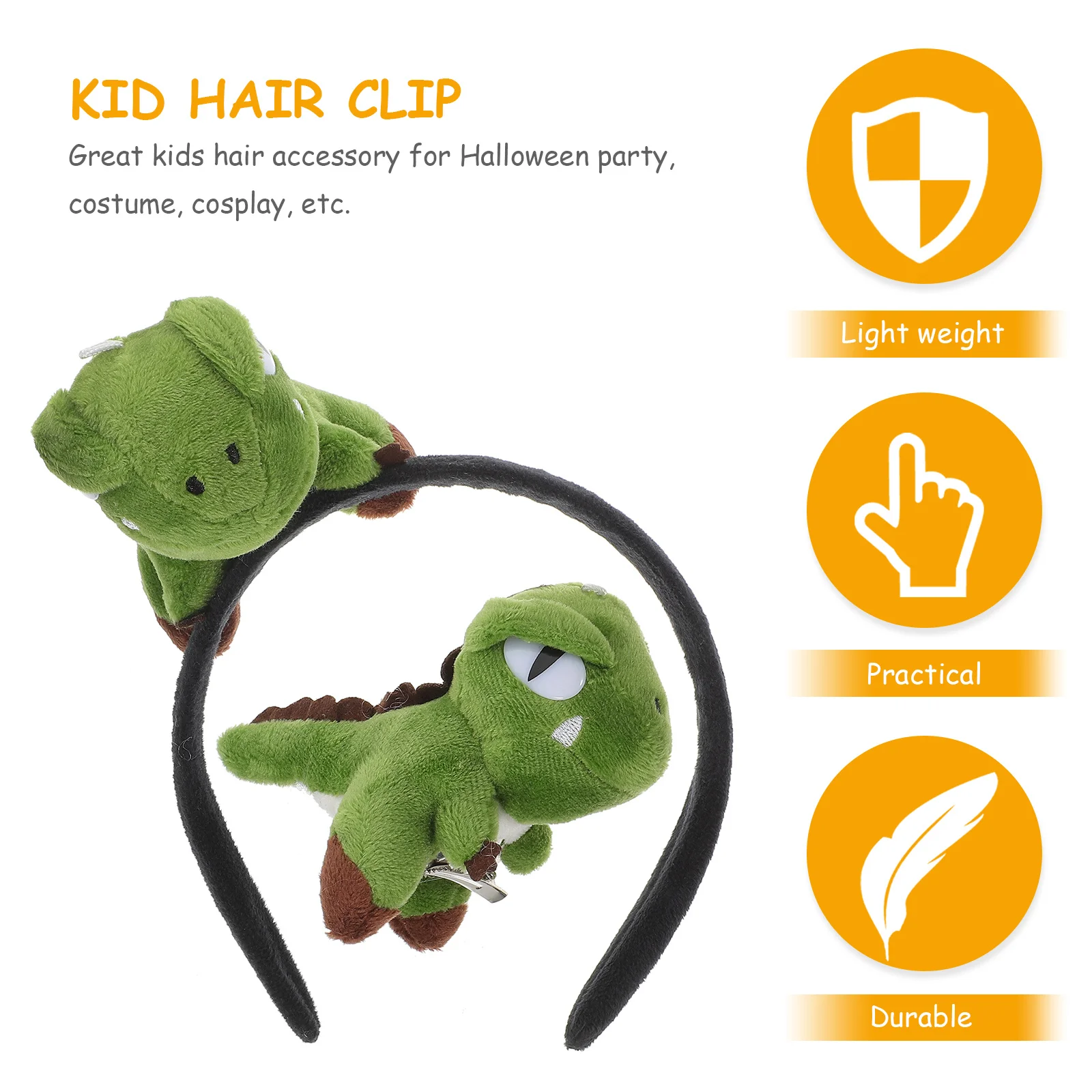 

2Pcs Halloween Dinosaur Hair Hoop Hair Clip Reusable Festival Decorations for Costume Party Accessories