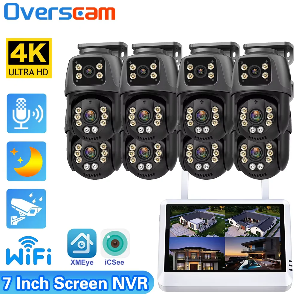 

8MP 4K Security Camera CCTV System Home Video Surveillance Kit POE Nvr Audio Record Outdoor Ip Camera Set