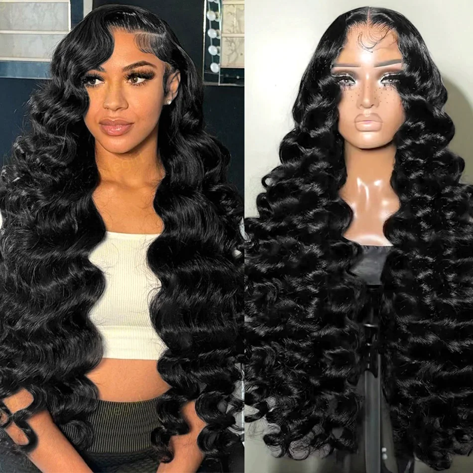 250 Density Loose Waves Wigs Human Hair Deep Wave 13X6 Hd Lace Frontal Wigs Curly Human Hair Wigs With Bleached Knots 30 40 Inch