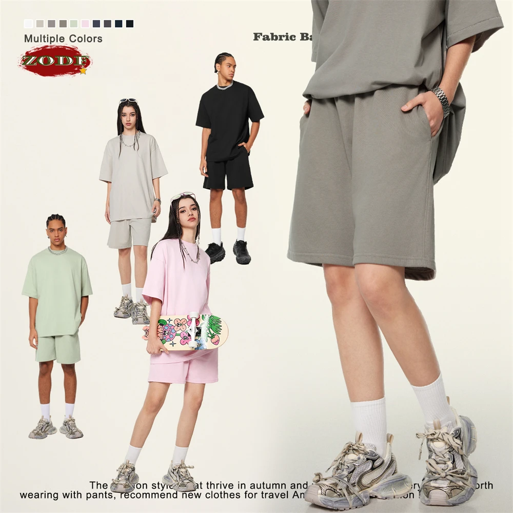 ZODF Basic 2024 Summer Men 280gsm Shorts Women Unisex Loose Quick Dry Breathable Solid Short Pants Brand Streetwears HY0781