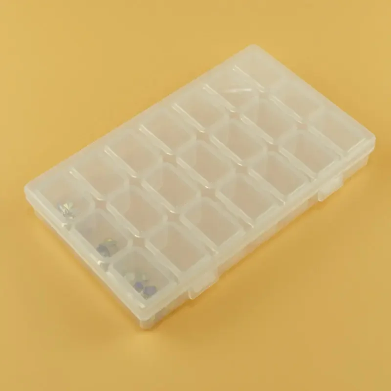 21 Grids Clear Plastic Storage Box Empty Rhinestone Bead Jewelry Pill Display Boxes Organizer Nail Art Decoration Container