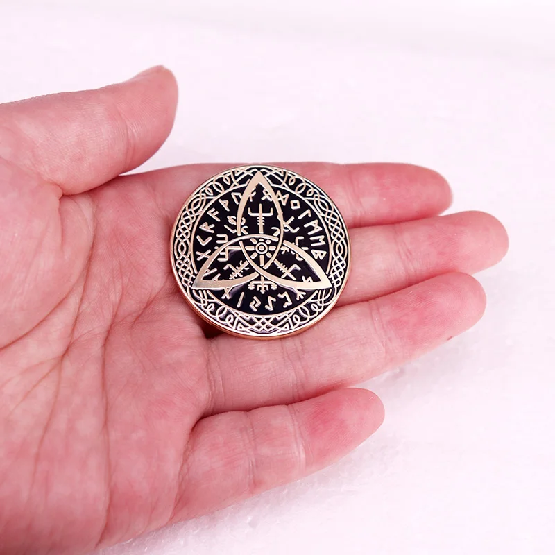 Nordic Viking Rune Enamel Pin Celtic Knot Button Brooch Badge Jewelry Gift