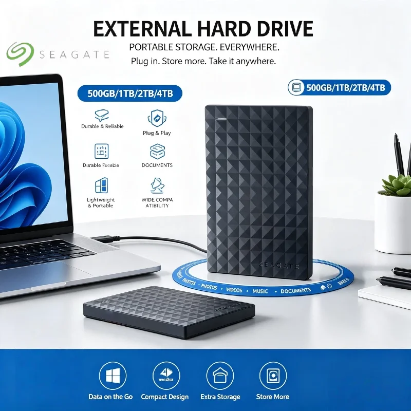 Seagate 2.5 Inch Portable External Hard Drive USB 3.0 Ultra High Speed Storage Expansion for Laptop PC Pro Max Unit