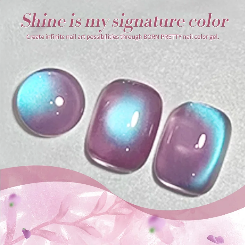 Nascido bonito 8 garrafas violeta neblina gato magnético gel polonês conjunto com ímã vara de vidro luar embeber fora uv verniz maniure