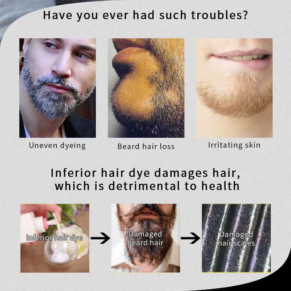 1-20PCS Natural Hair Dye Black Beard Shampoo Beard Paint Men Beard Coloring Dye 5 Minutes Temporary Blackening Moustache Shampoo