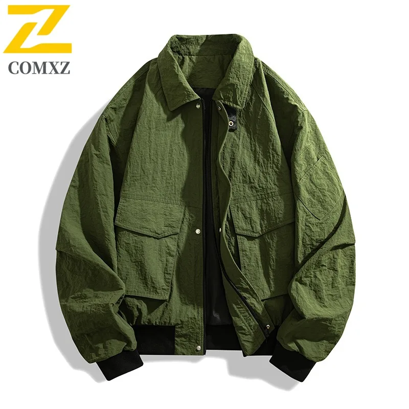 COMXZ Mens Jacket New Camping Waterproof Windproof Coat Leisure Solid Color Outdoor Mountaineering Hiking Autumn Garment