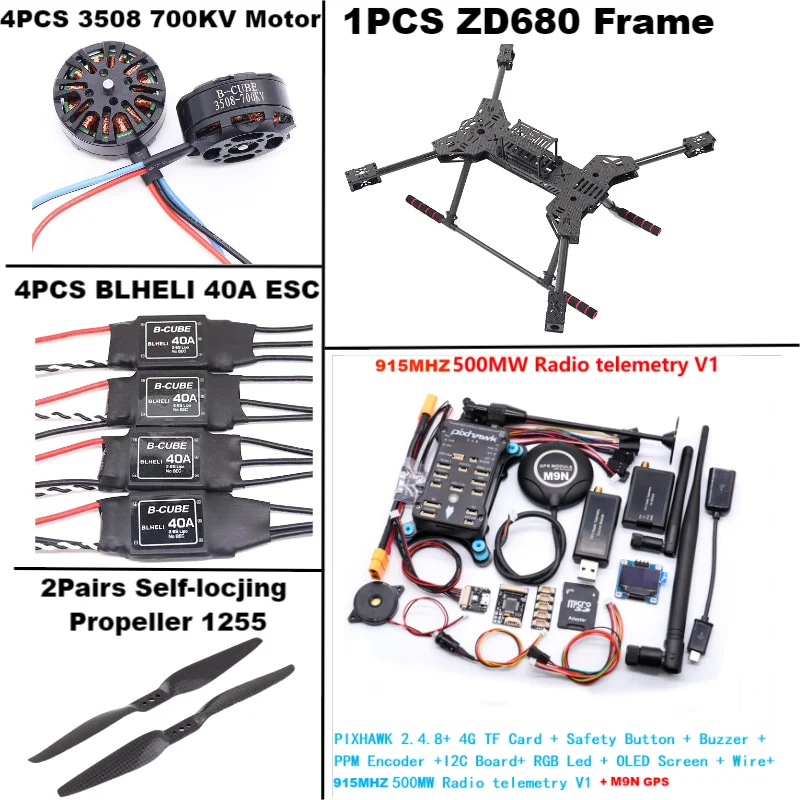 

New ZD680 PixHawk2.4.8 M9N Full Carbon Fiber Hexa-Rotor Foldable Arm Hexacopter Frame Kit forCopter with Unflodable Landing Gear