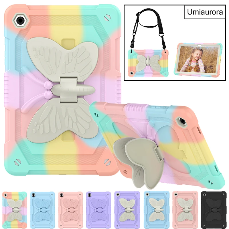 For Samsung Tab A9 Plus 11 inch SM-X210 SM-X110 A8 SM-X200 A7 Lite 8.7 SM-T220 Case 3D Butterfly Kickstand Armor PC Tablet Cover