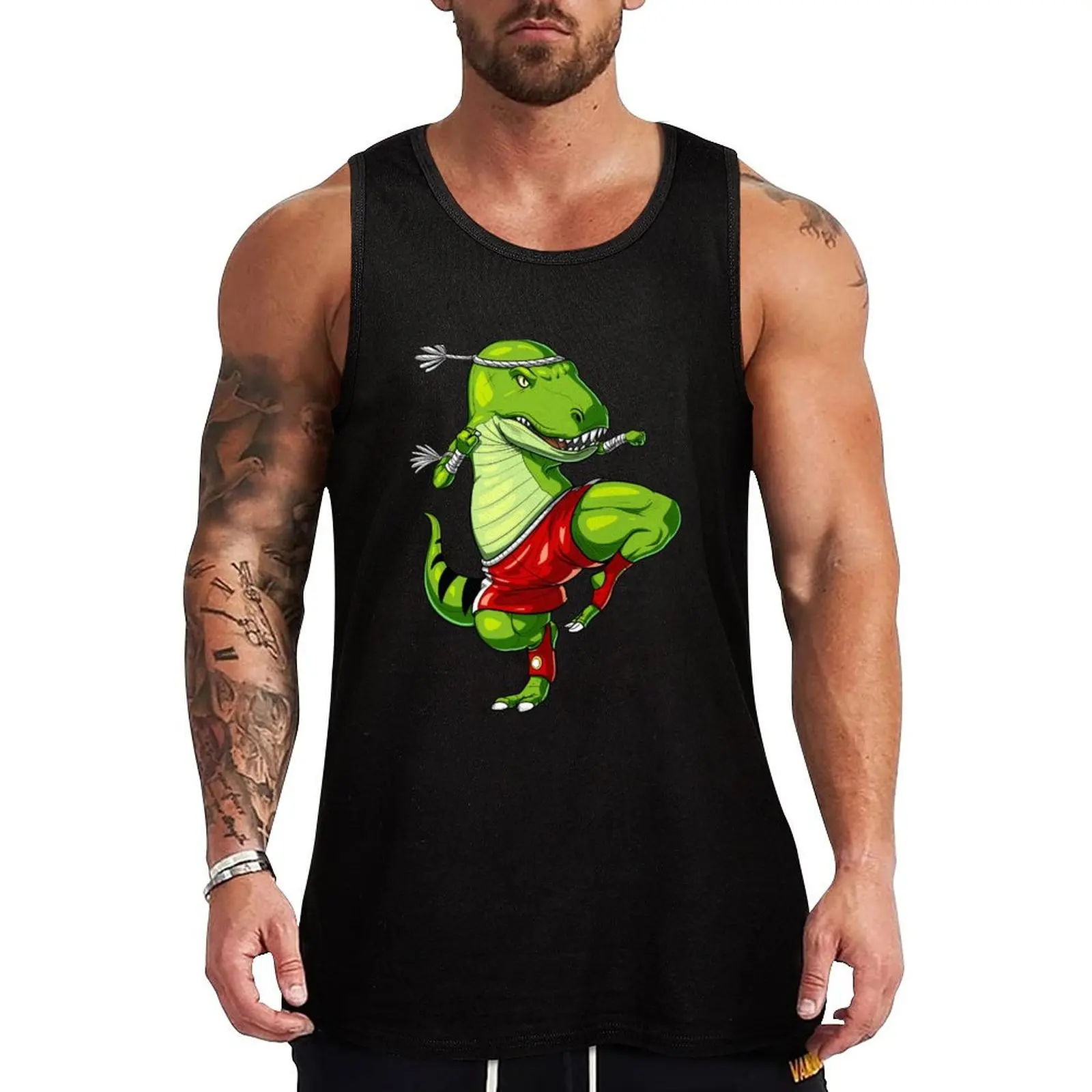 Muay Thai T-Rex Dinosaur Tank Top plain t-shirt Men's gym