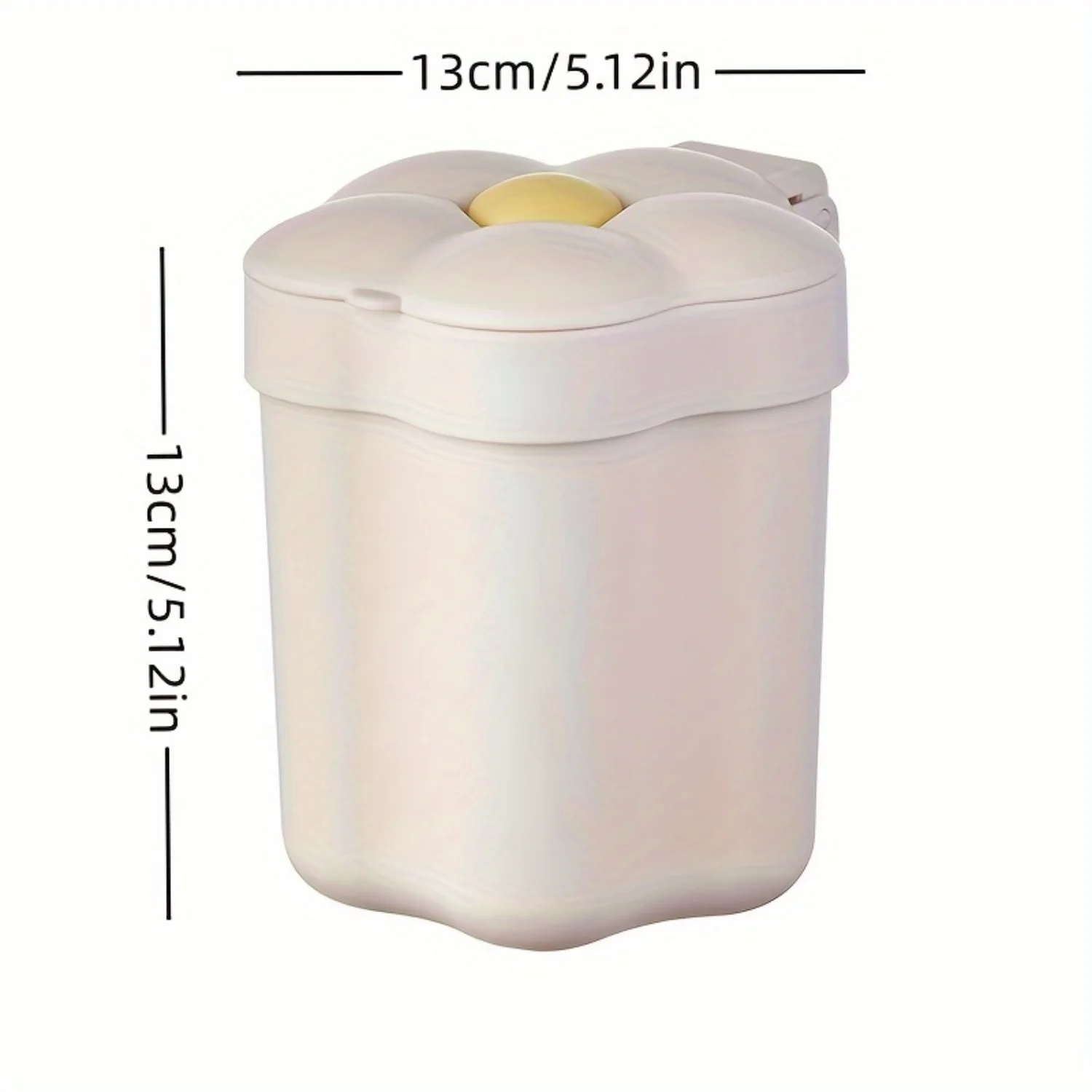 of 3 Flower-Design Mini Desktop Trash Cans with Lid, Cylindrical Open-Top PP Wastebaskets for  and Bedroom