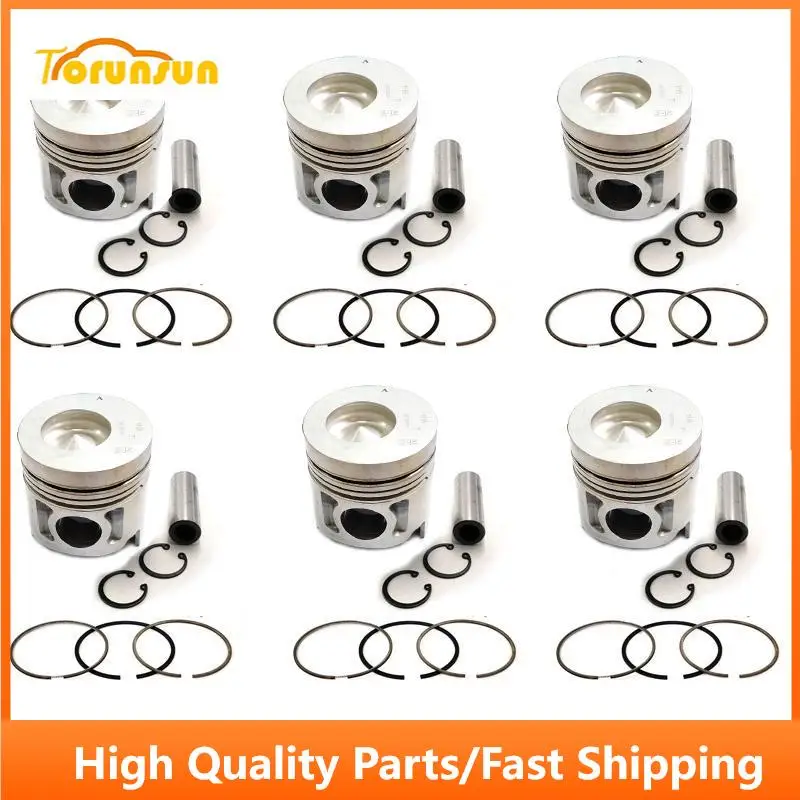 

New 6 Sets STD Piston Kit With Ring ME088990 Fit For Mitsubishi 6D34 Engine 104MM