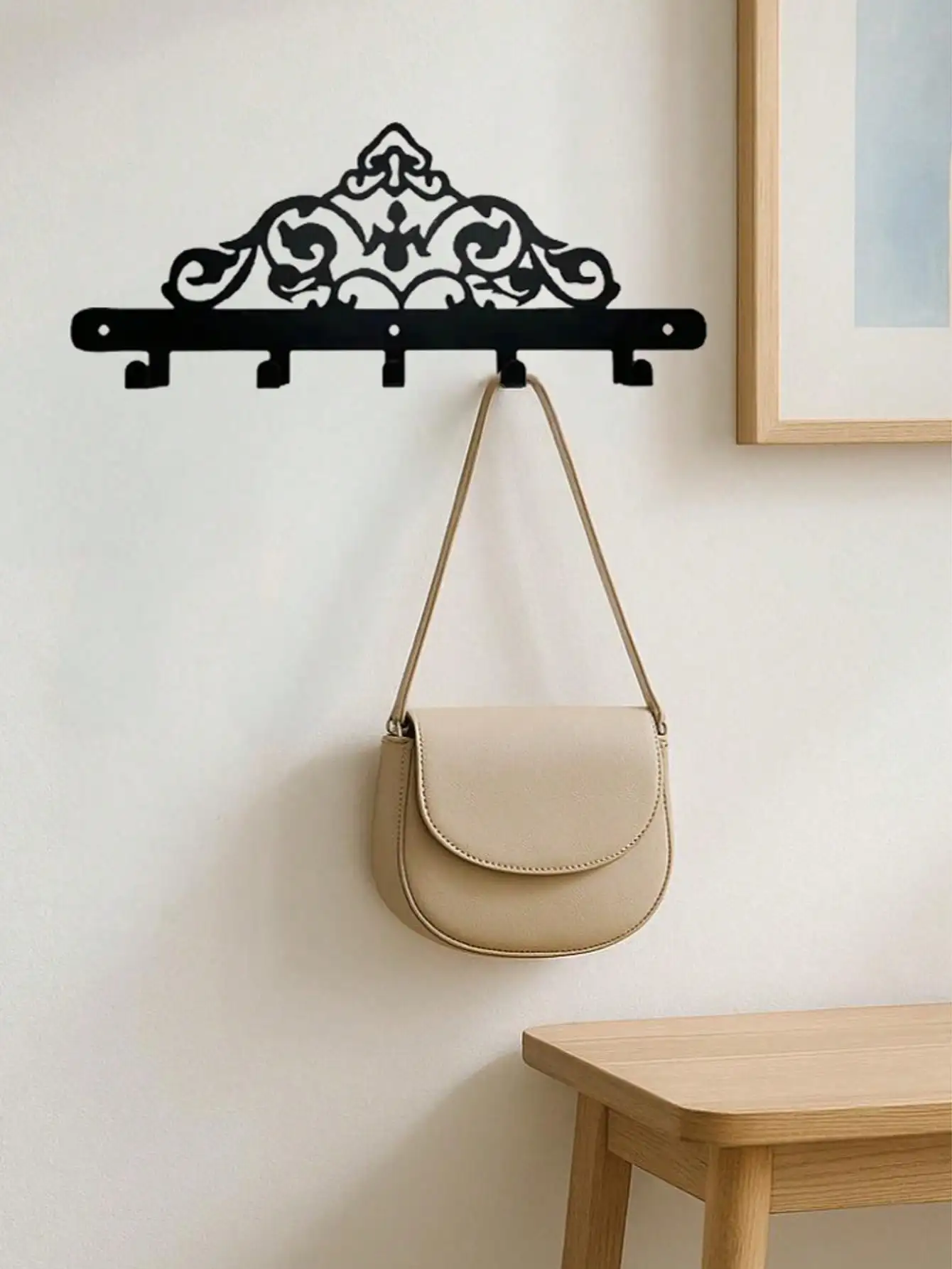Elegant Metal Wall Rack, multi-functional for keys, coats and towels. Space-saving, practical storage & stylish decor for home
