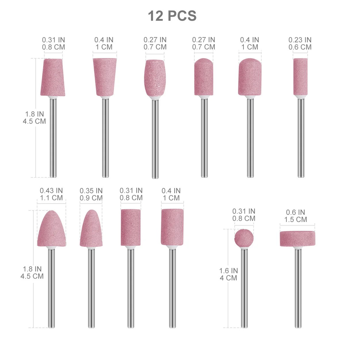 12 Uds. Cabezales de molienda para eliminación de piel muerta, herramientas de manicura duraderas para dar forma a las uñas, suministros de Arte de uñas para uso doméstico y salón