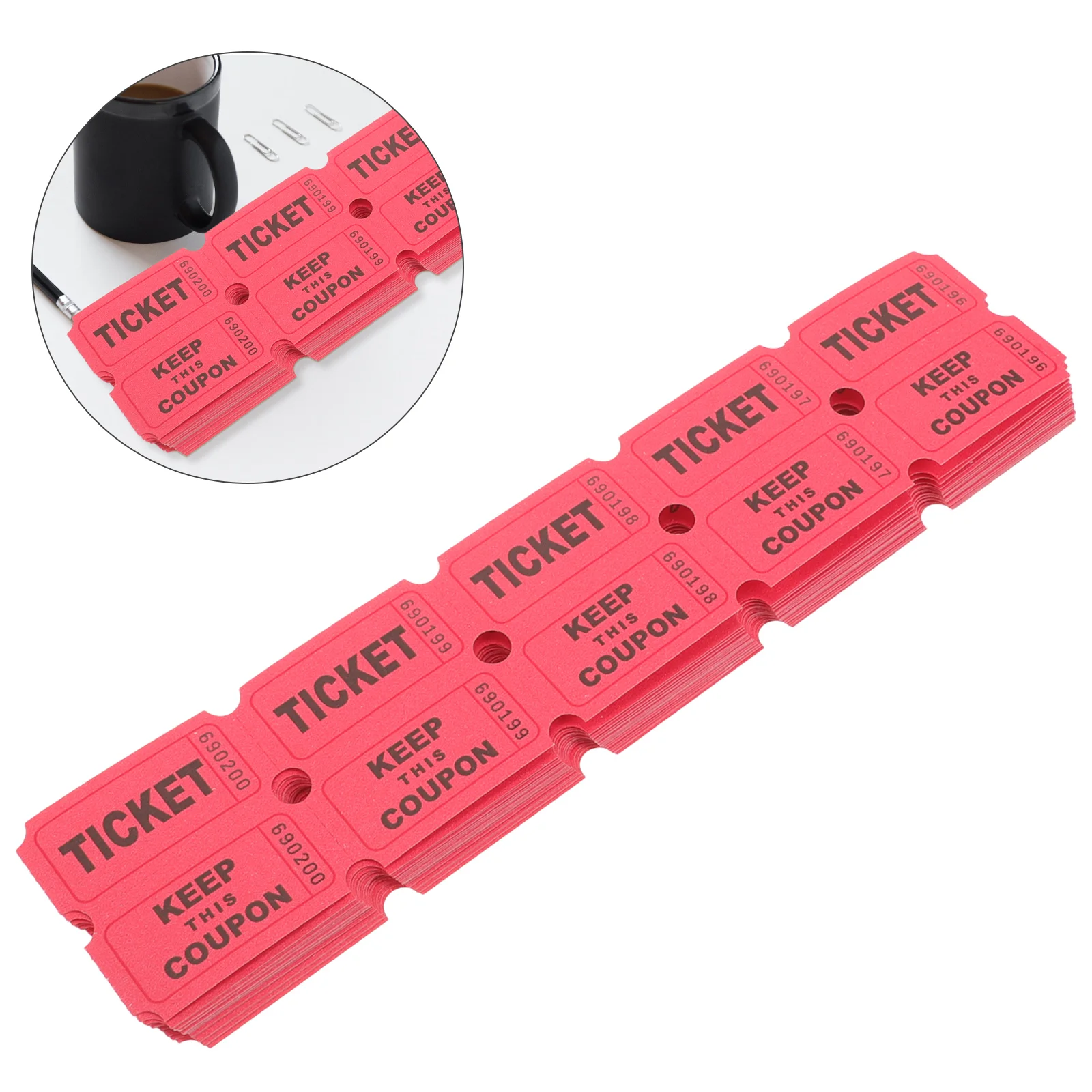 100 Pcs Raffle Tickets Lottery for Events Party Supply Decorations Concert Entrance Red Classroom Child