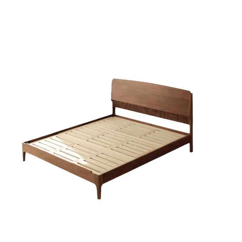

North American black walnut double bed solid wood bed frame Modern simple master