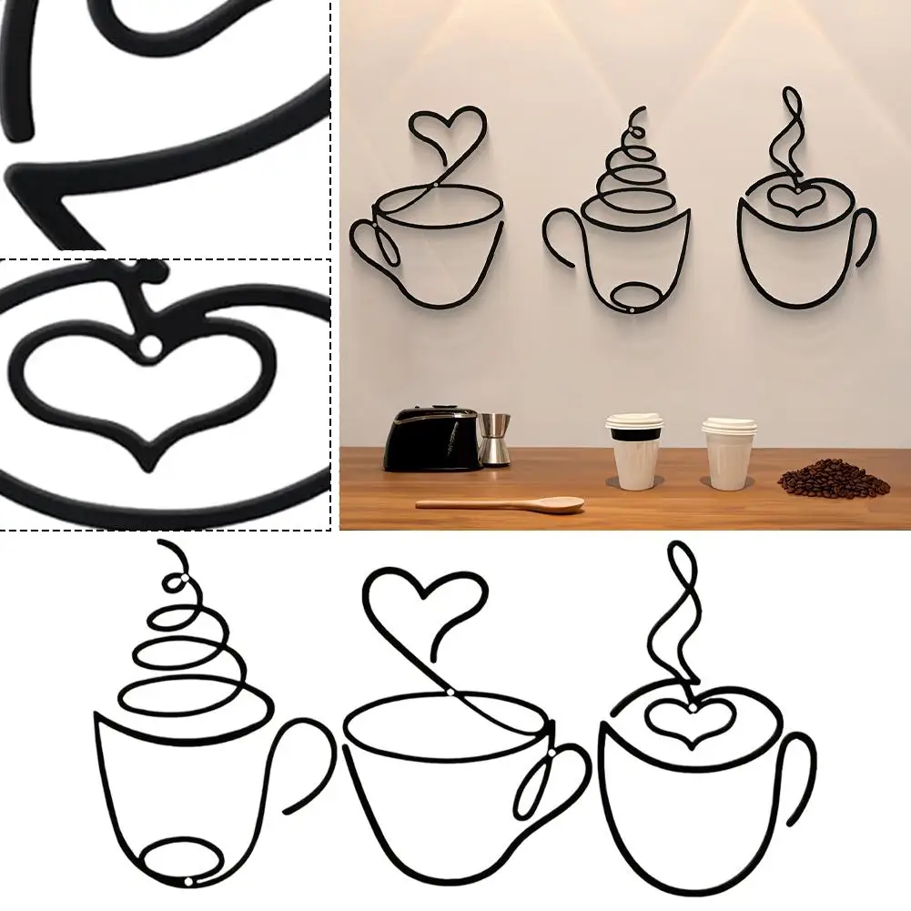 1/3 Stück kreative Kaffee-Wandbehänge, Café-Dekorationen, Innenwanddekorationen, Wandbehang aus Eisen
