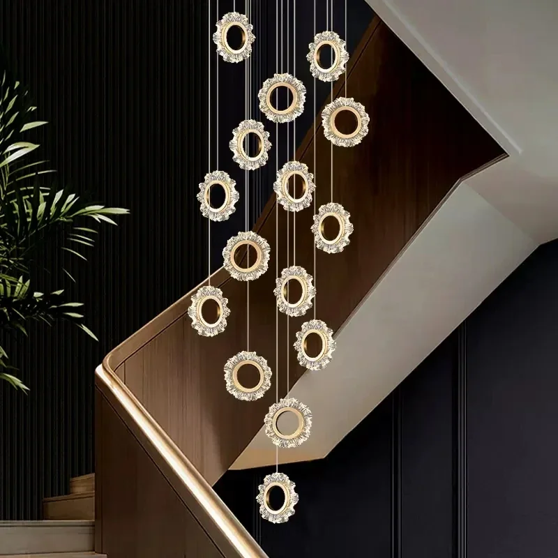 YECTSKI-Lustre LED Circulaire Moderne, Lampe Créative, Tour de Table, Escalier, Salon, Chambre, Cuisine, Designer