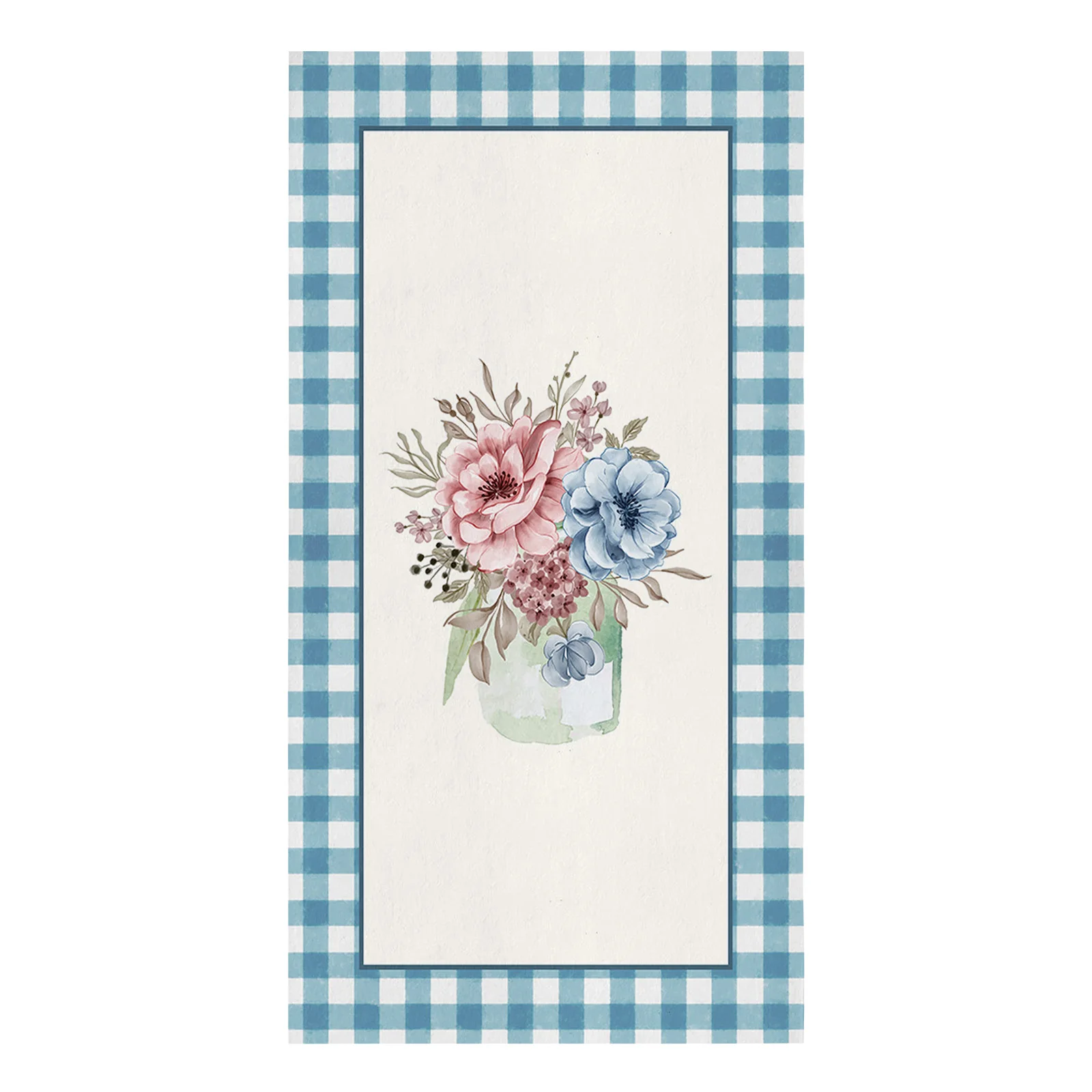 Flower Plaid Vase Blue Hand Towels Dishcloth Utensils for Kitchen Microfiber Cleaning Cloths Household Wipe Towel