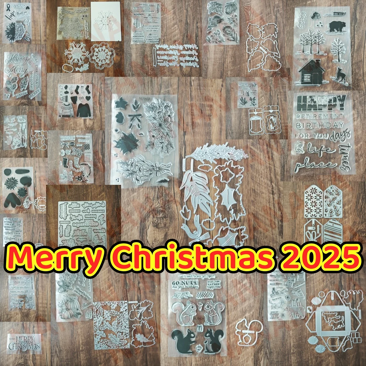 

2025 New Christmas Season Snow Gingerbread Man Squirrel Clear Stamps Metal Cutting Dies for DIY Greeting Card Making Paper