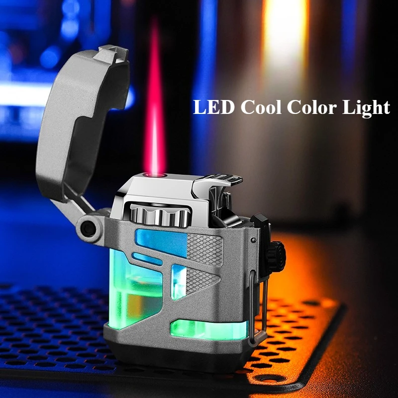 Butane Gas Lighter Transparent Atmospheric Chamber Inflatable Windproof Smoking Accessories Cool and Glowing Cigarette Lighters