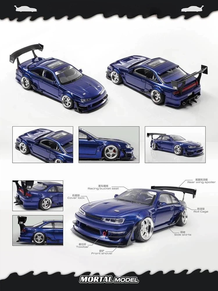 

MORTAL 1/64 for S14 JDM Modified Sports Car Diecast Toys Model Classic Hobby Collection Gift