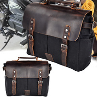 Vintage Motorcycle Side Bag Waxed Canvas Bike Luggage Bag Riding Saddle Leg for Bicycle Men Rider Shoulder Bag Crossbody Bags