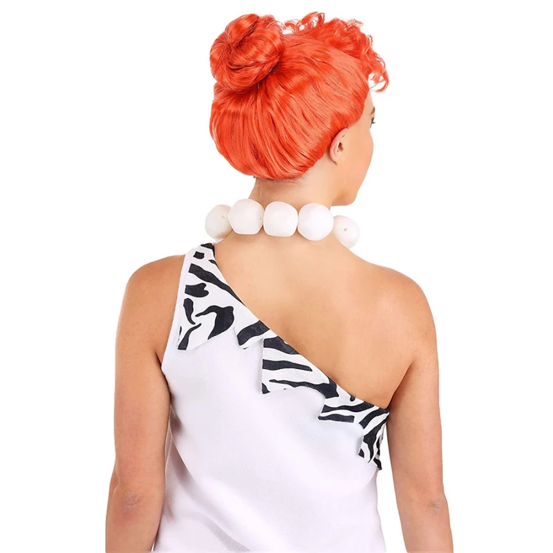 HAIRJOY Fun Costumes Women's Deluxe Wilma Flintstone Wig Standard Halloween Cosplay Party Wigs with Bun