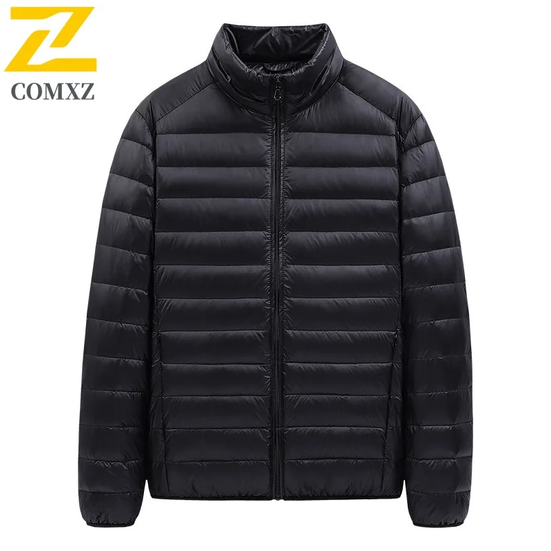 COMXZ Down Jacket Slim Fit Versatile Solid Color Warm Skiing Puffer Jacket Street Loose Minimalist Parker Coat Men's Clothing