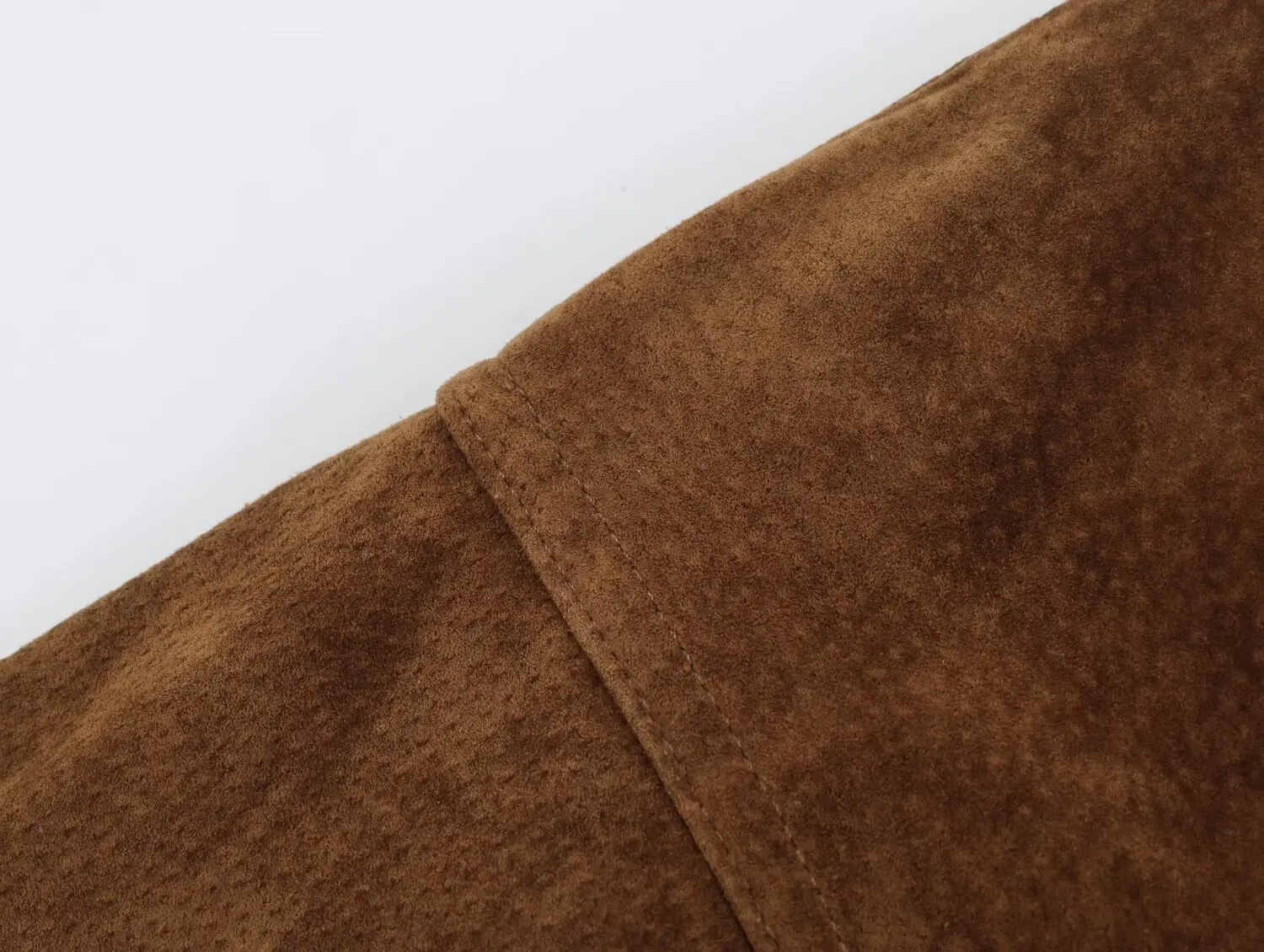 TFMLN Damenjacke aus braunem Kunstwildleder, Herbst/Winter, Stehkragen, lange Ärmel, Vintage-Reißverschluss, Damen-Streetwear, Neu – Detail 5
