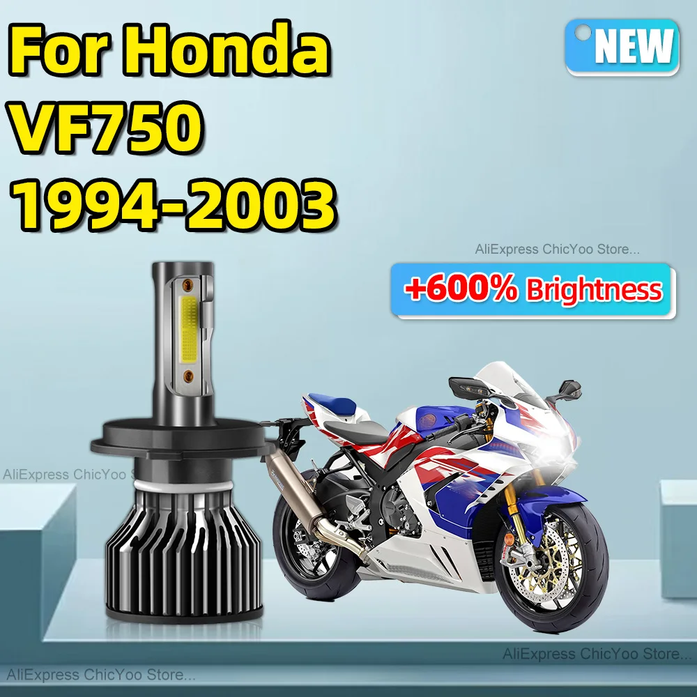 For Honda VF750 1994 1995-2003 H4 Led Motorcycle Headlight Motorbike Bulbs COB High Bright 12V Lamp with Cooling Fan 6000K White