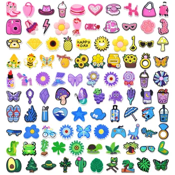 10/30/100 قطعة مجموعة بولي كلوريد الفينيل الملونة الأحذية السحر اكسسوارات الديكور مسقاة نبات الكاميرا ل تسد الأساور مفتاح سلسلة للمرأة gi