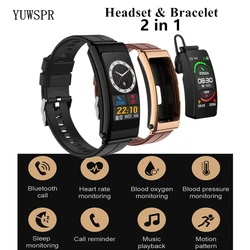 Smart Sports Bracelet Headset Bracelet 2 in 1 HR BP SPO2 Sleep Monitoring BT Calls Watches for Men Women Student K13