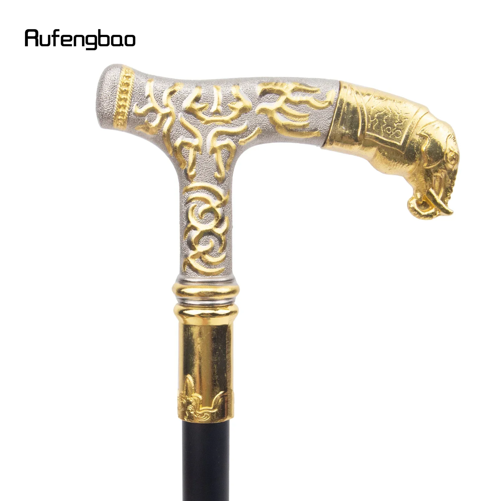 Goldener weißer Elefantengriff, luxuriöses Muster, Gehstock, Party, modisch, eleganter Gehstock, dekorativer Gehstockknopf, Crosier, 93 cm