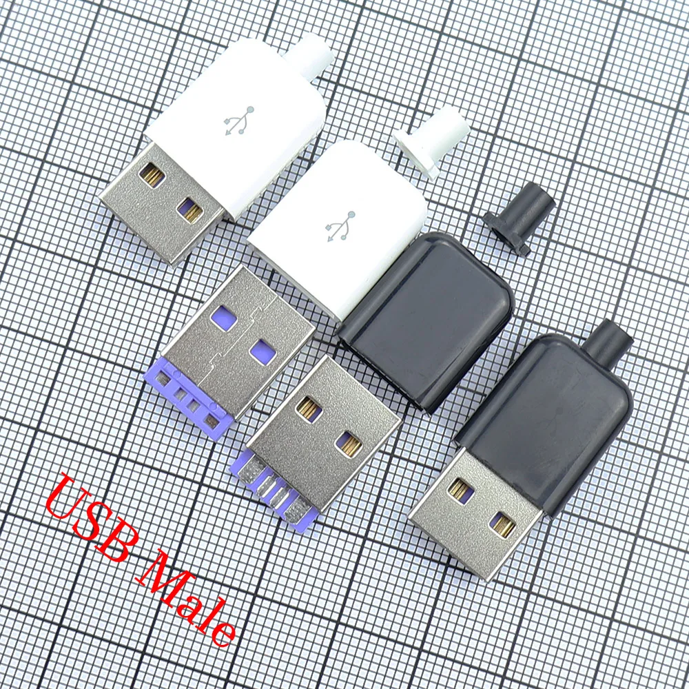 USB-C Male head three piece set 5A fast charging DIY mobile data cable accessory with shell charging head