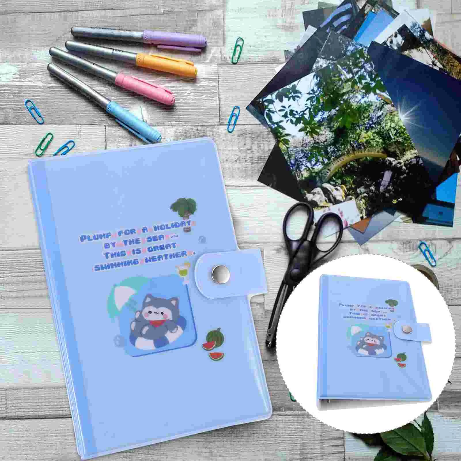 Binders Cartoon Loose-leaf PVC Storage Album 3-inch Photo A5a6 Cute (a5 #Dream Blue) Clips Notebook Cover Ring Three