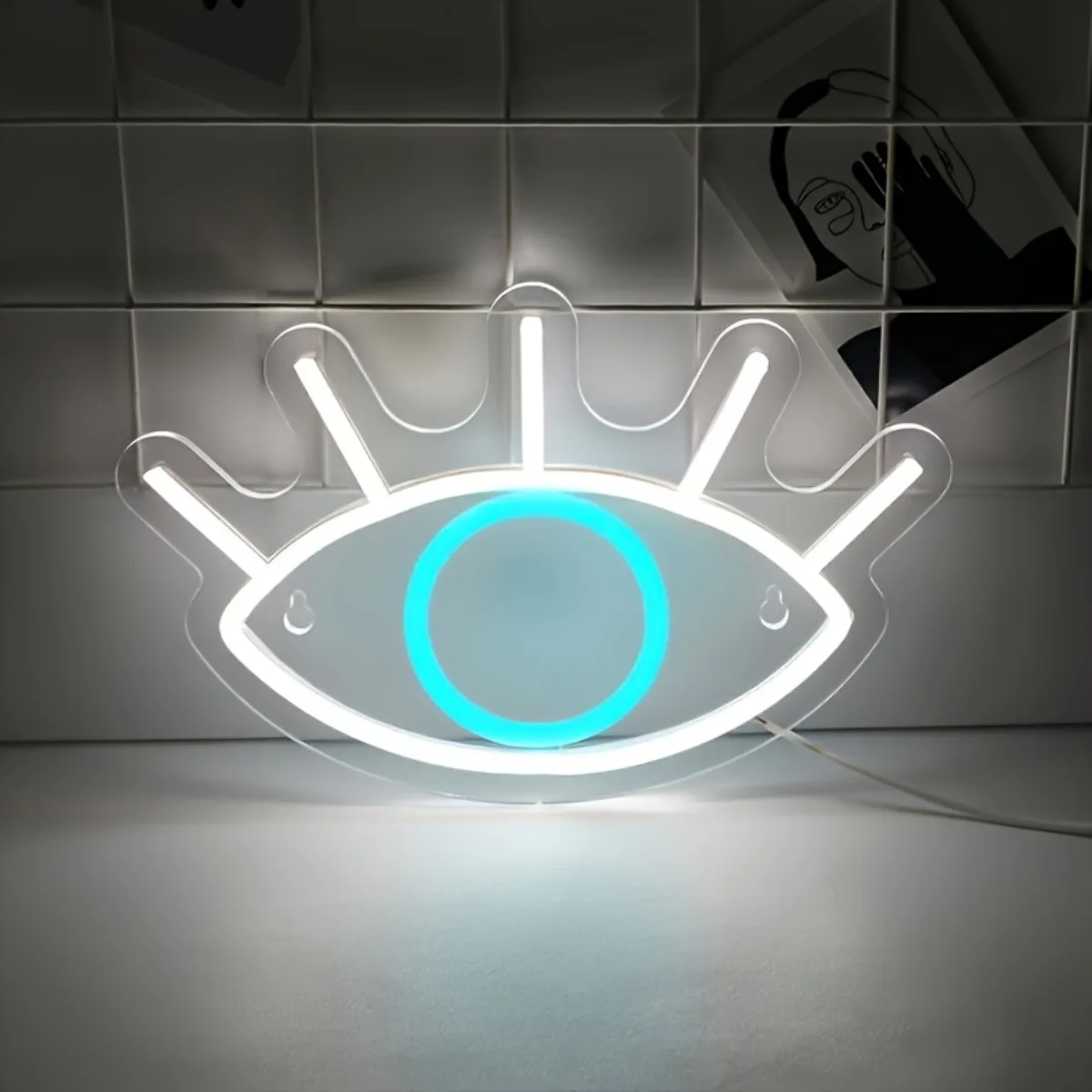 

Креативная неоновая вывеска с большими глазами, светодиодный настенный светильник для спальни, бара, кафе, игровой комнаты, украшение для создания праздничной атмосферы, питание от USB