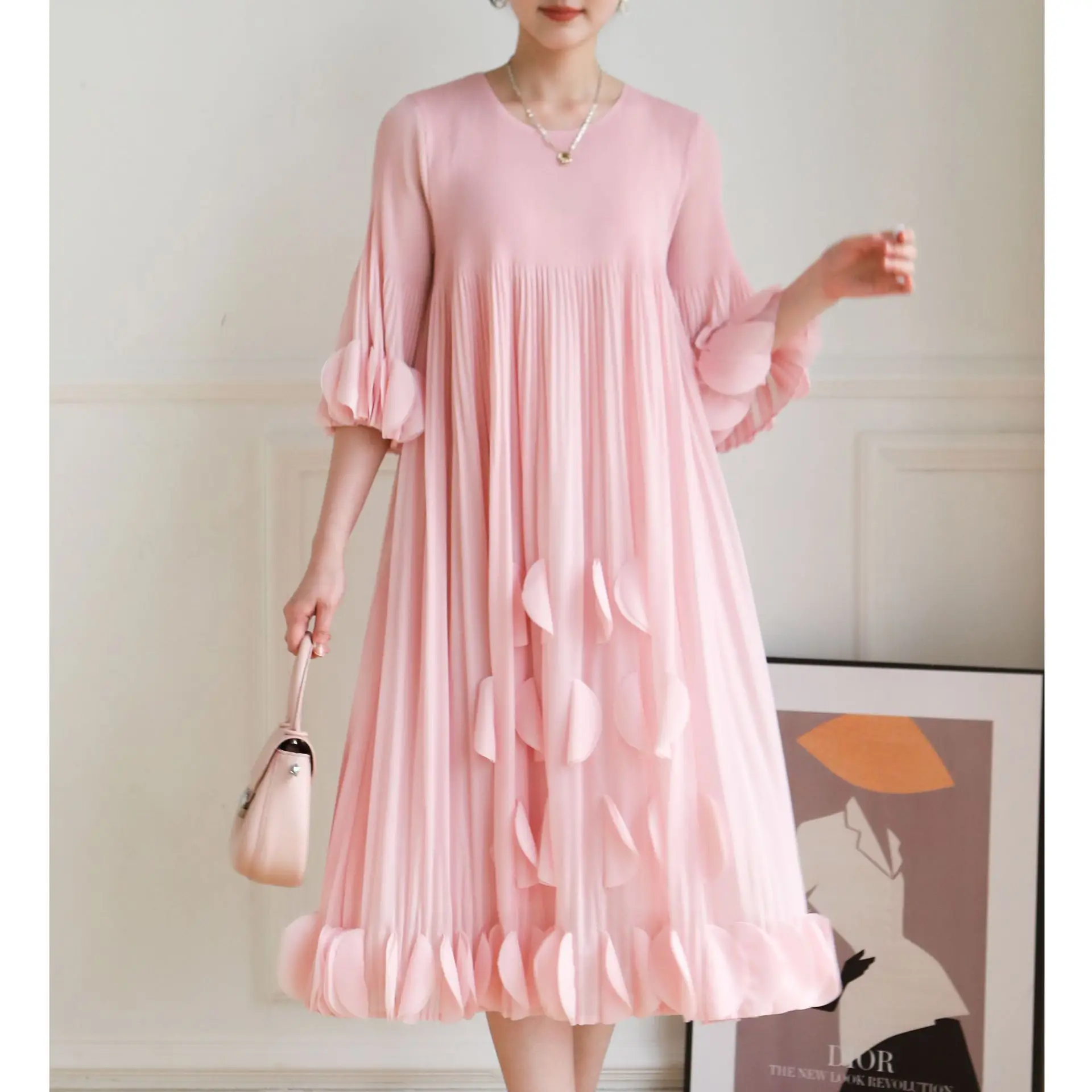 

Factory direct supply 2025 summer Miyake pleated heavy work pleats large size casual loose dress (pregnant women can wear)