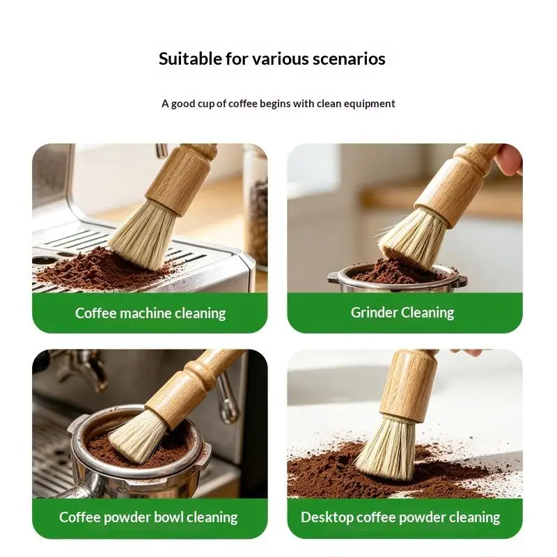 1 Stück Kaffeerengierbürste mit Naturholzgriff und Weichen Borsten für die Reinigung von Kaffeebars und Espressomaschinen – Detail 6