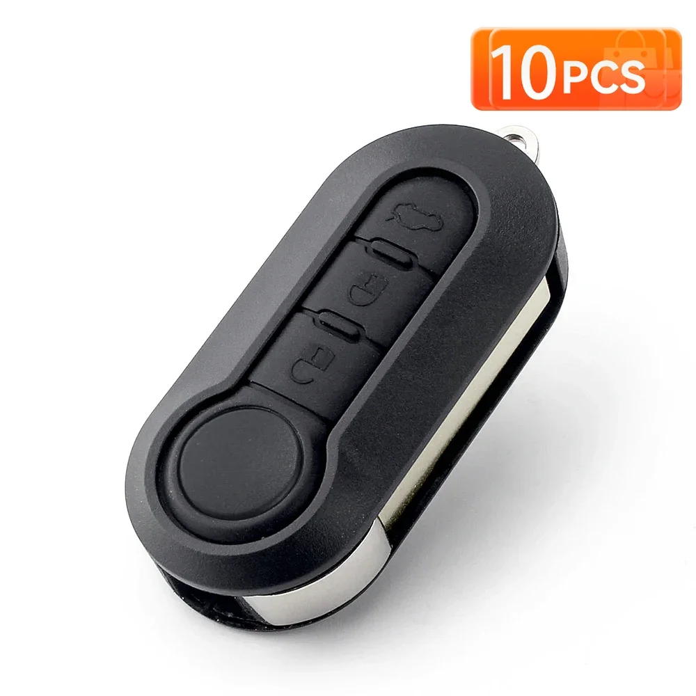 KEYYOU 10PCS For Fiat 500 Panda Punto Bravo 3 Buttons Normal Flip Remote Car Key Shell Blank Housing Keyless SIP22 Blade Case