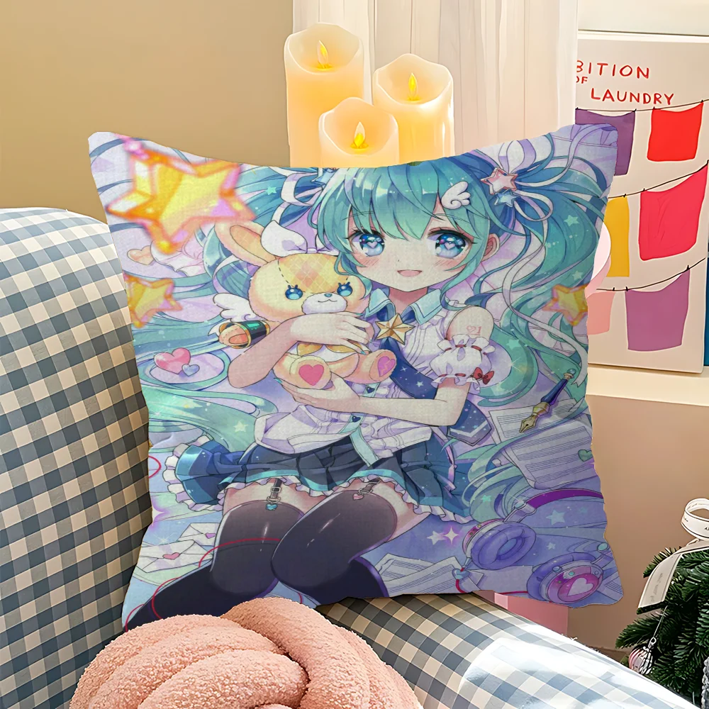 أنيمي H-Hatsunes-M-Miku الفتيات وسادة غطاء الوسادة المخدة غرفة المعيشة أريكة ديكور المنزل حسب الطلب