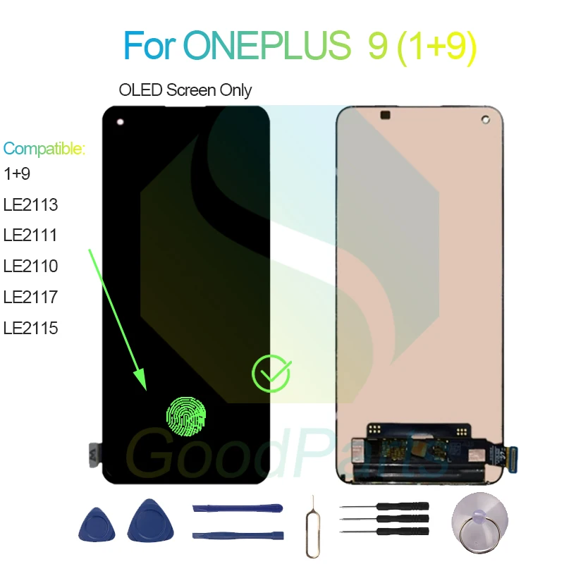 For ONEPLUS 9 LCD Display Screen LE2113, LE2111, LE2110, LE2117, LE2115 1+9 Touch Digitizer Assembly Replacement