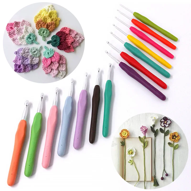 Aluminum Crochet Hook Plastic Handle Sewing Knitting Crocheting Needles DIY Yarn Sweater Weave Tools 2mm 3mm 4mm 5mm 6mm 7mm 8mm