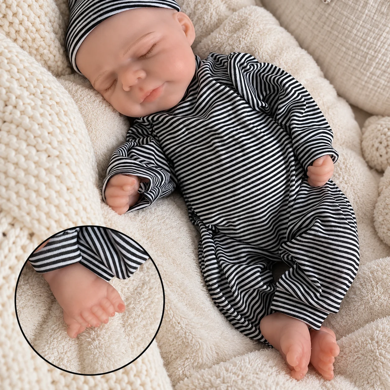 18'' 45CM Full Body Silicone Reborn Baby Doll Closed Eyes Sleepy Face Realistic Soft Touch Cuddly Easy Care Collectible view 6
