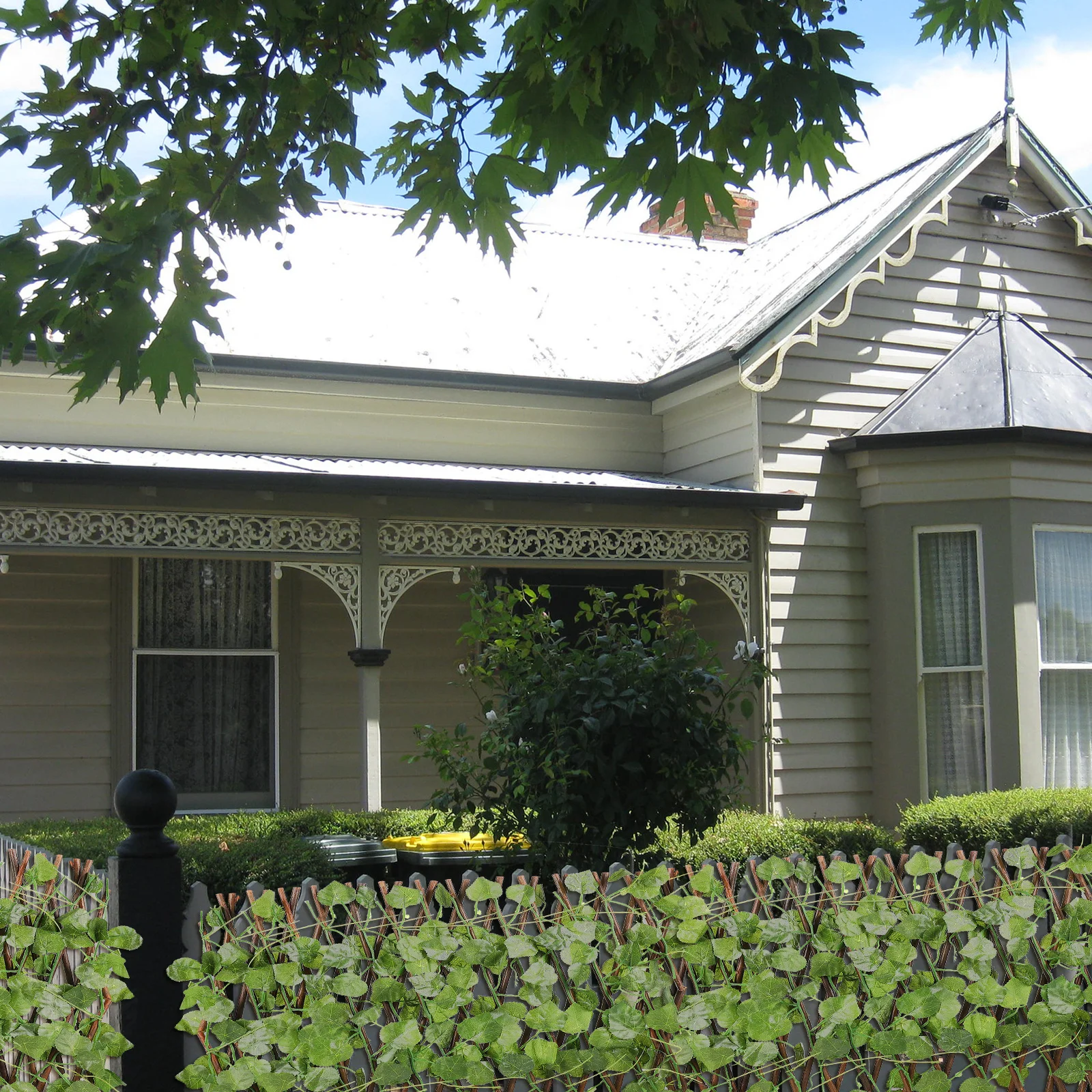 

Artificial Fence Foldable Wood Metal Plastic Material Eco Friendly Degradable for Home Garden Decor Balcony Simulation Fence