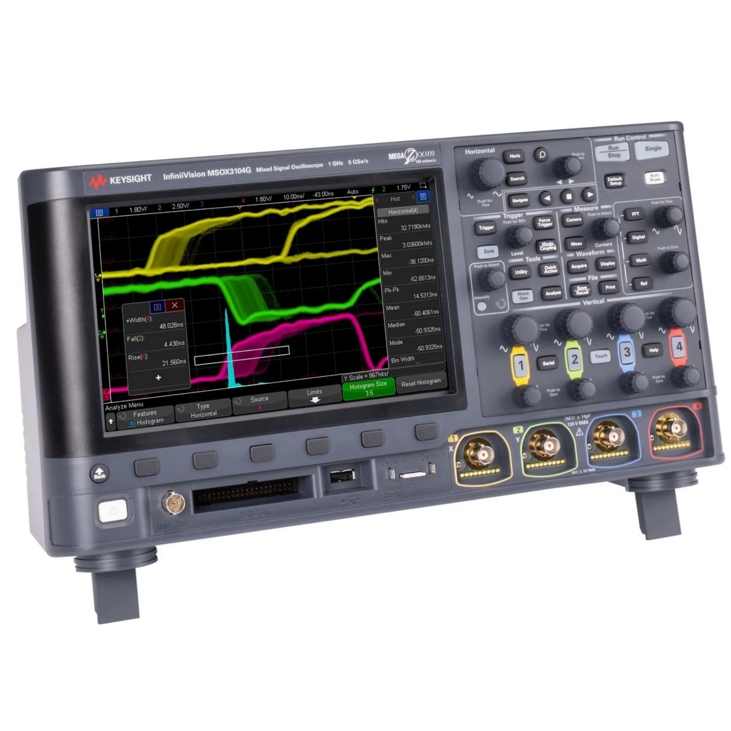 Keysight DSOX3032G oscilloscope:350 MHz,2 channels,4 Mpts memory,1,000,000 waveforms/sec update rate, zone touch trigger-1Pcs