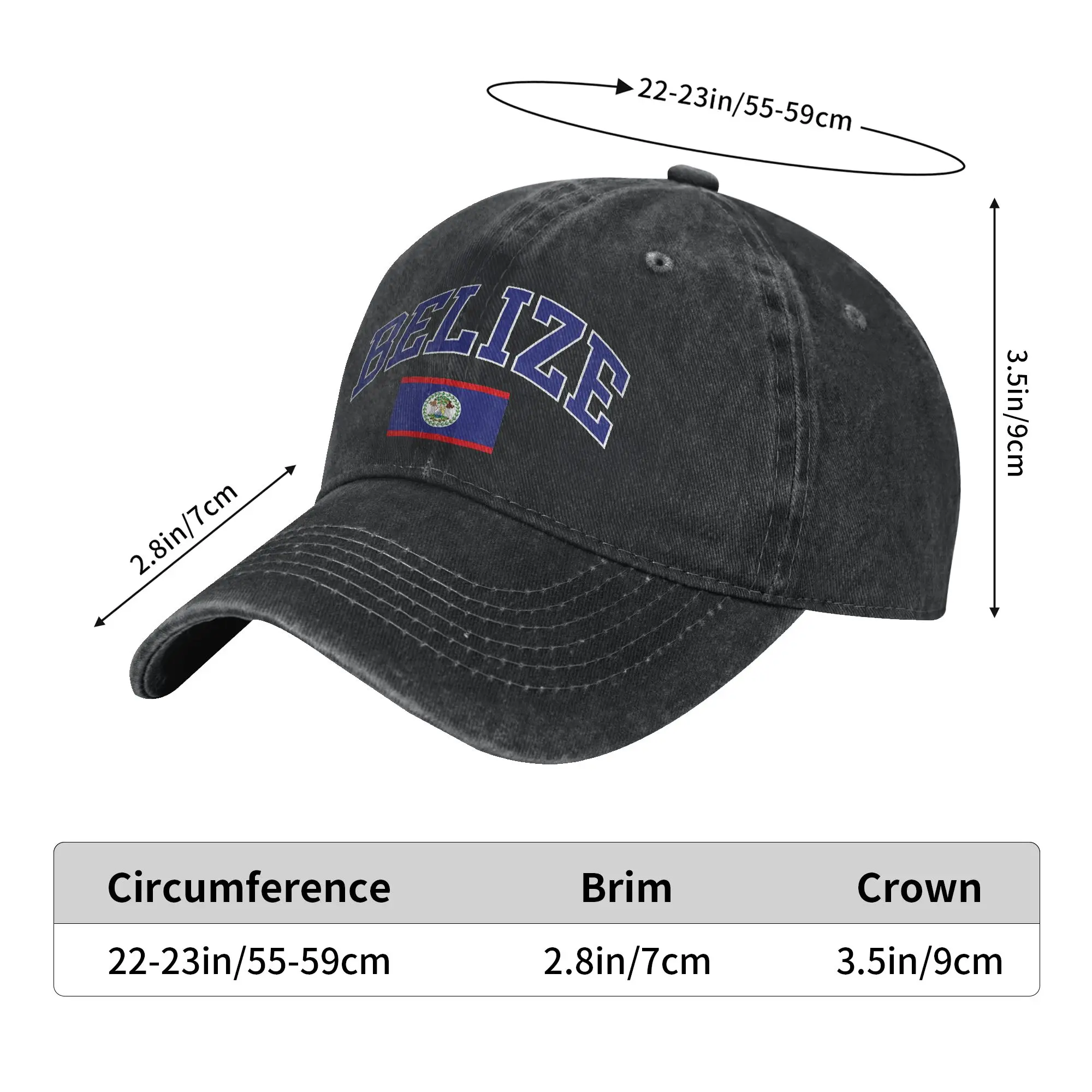 Belize Flag Graphic Sun Baseball Cap  Classic Female Male Washed Trucker Hat Adjustable Print Outdoor Gym Snapback Cap