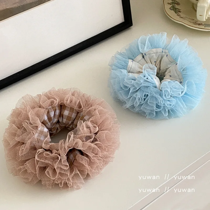 

Pongsa, large intestine hair loop, mesh, lace, tied ponytail, hair rope, headband, floral hair accessory
