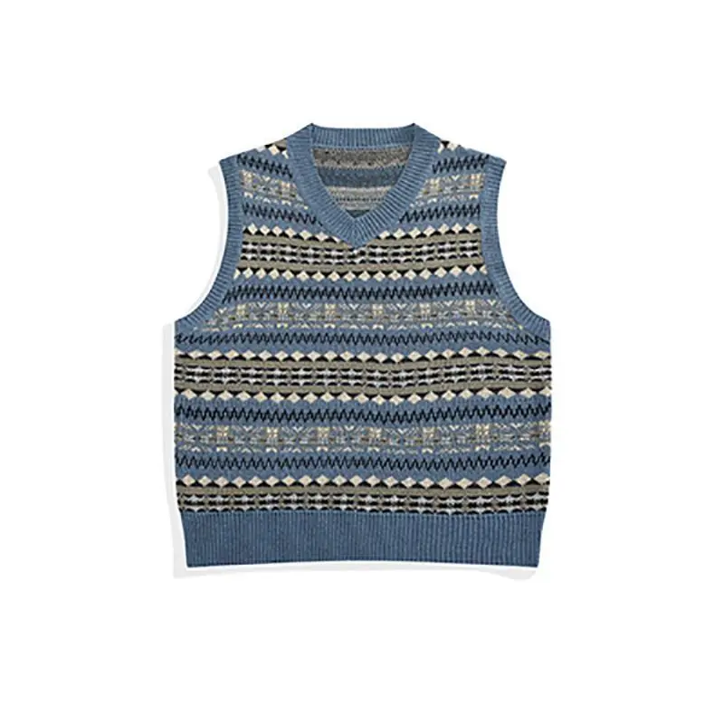 الرجال اليابانية الرجعية الخامس الرقبة متماسكة سترة مخطط البلوز الطبقات سترة الكورية نمط عادية فضفاض ربيع الخريف تنوعا