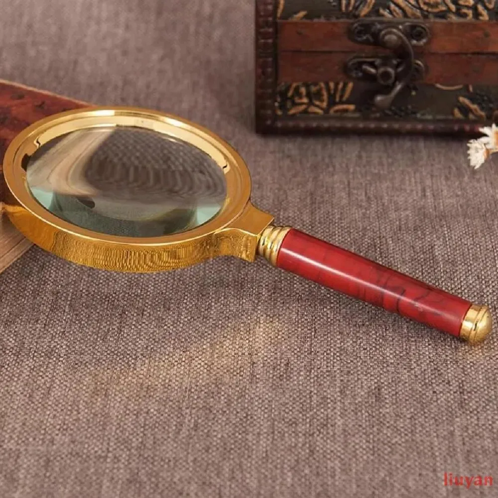 10X Handheld Magnifier With Wooden Handle Magnifying Glass for Home Non-SlipLearning Reading and Fault Finding Magnifier